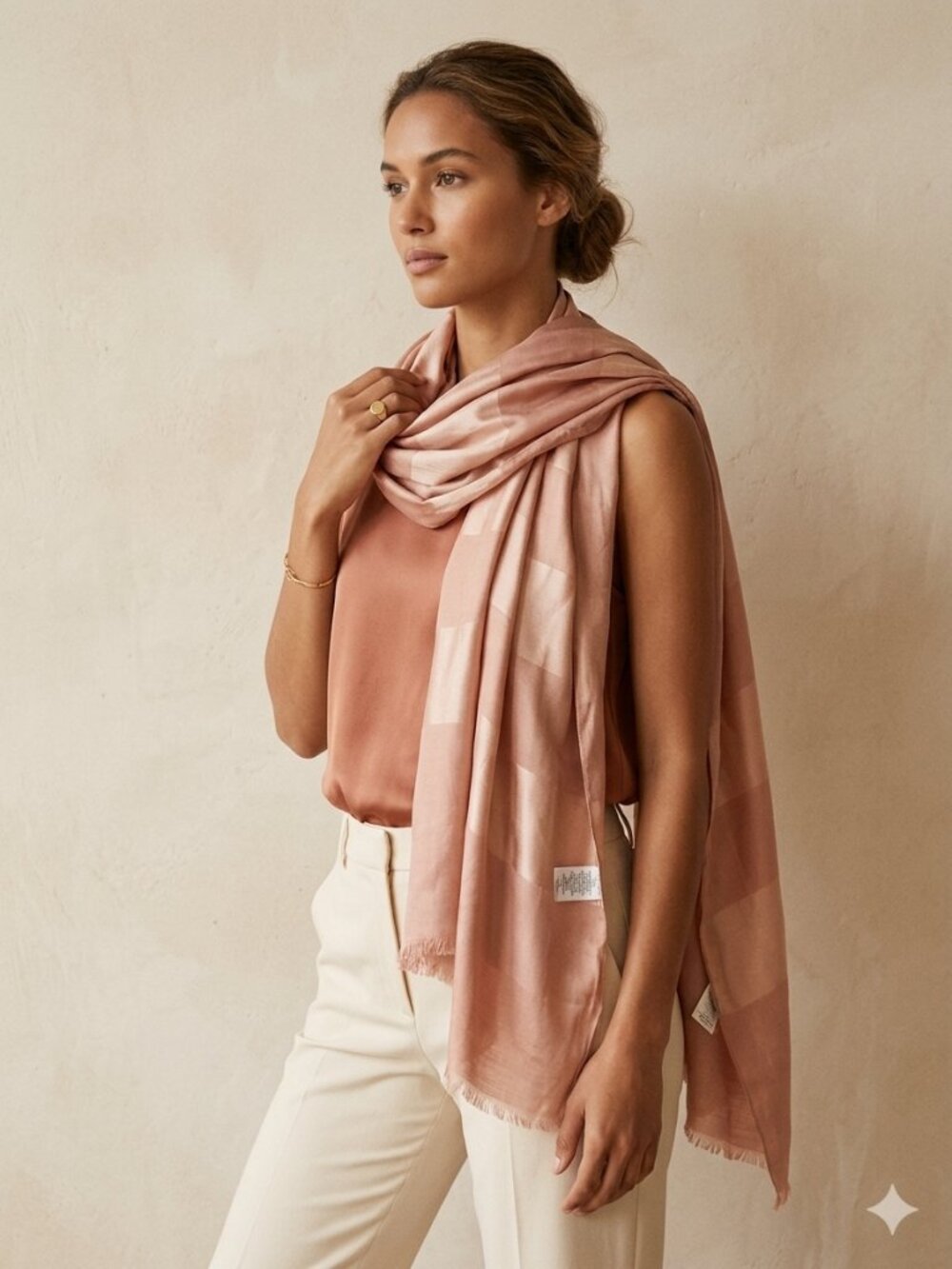BANANA REPUBLIC Oversized Scarf Woven Sublet Shimmering Striped Blush Pink OS